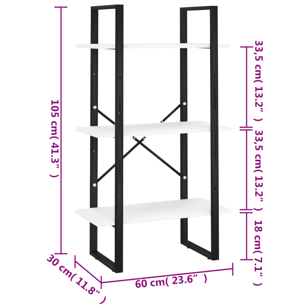 vidaXL Raft de depozitare, alb, 60x30x105 cm, PAL vidaXL Raft de depozitare, alb, 60x30x105 cm, PAL