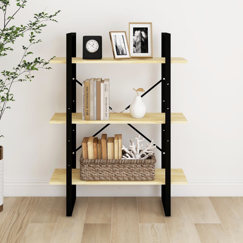 vidaXL Bibliotecă cu 3 rafturi, 80x30x105 cm, lemn masiv de pin vidaXL Bibliotecă cu 3 rafturi, 80x30x105 cm, lemn masiv de pin