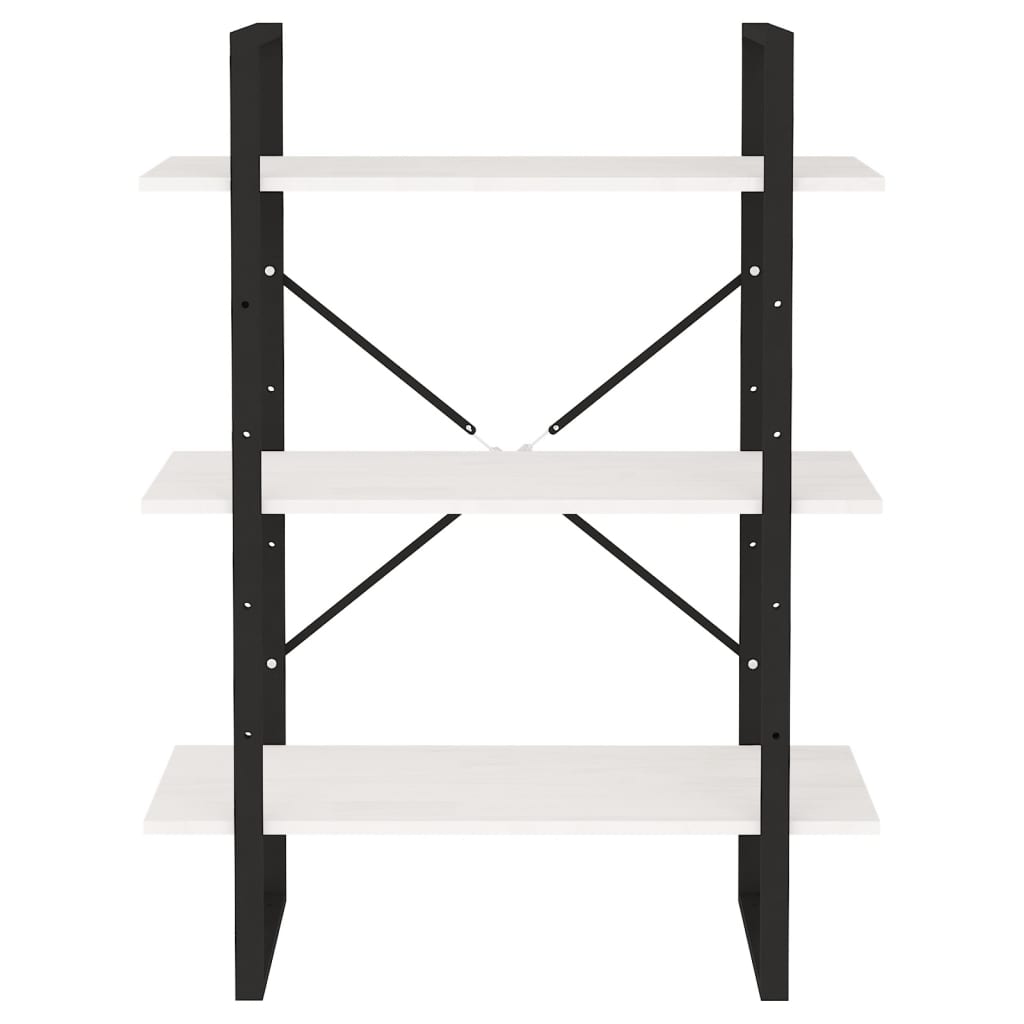 vidaXL Bibliotecă cu 3 rafturi, alb, 80x30x105 cm, lemn masiv de pin vidaXL Bibliotecă cu 3 rafturi, alb, 80x30x105 cm, lemn masiv de pin