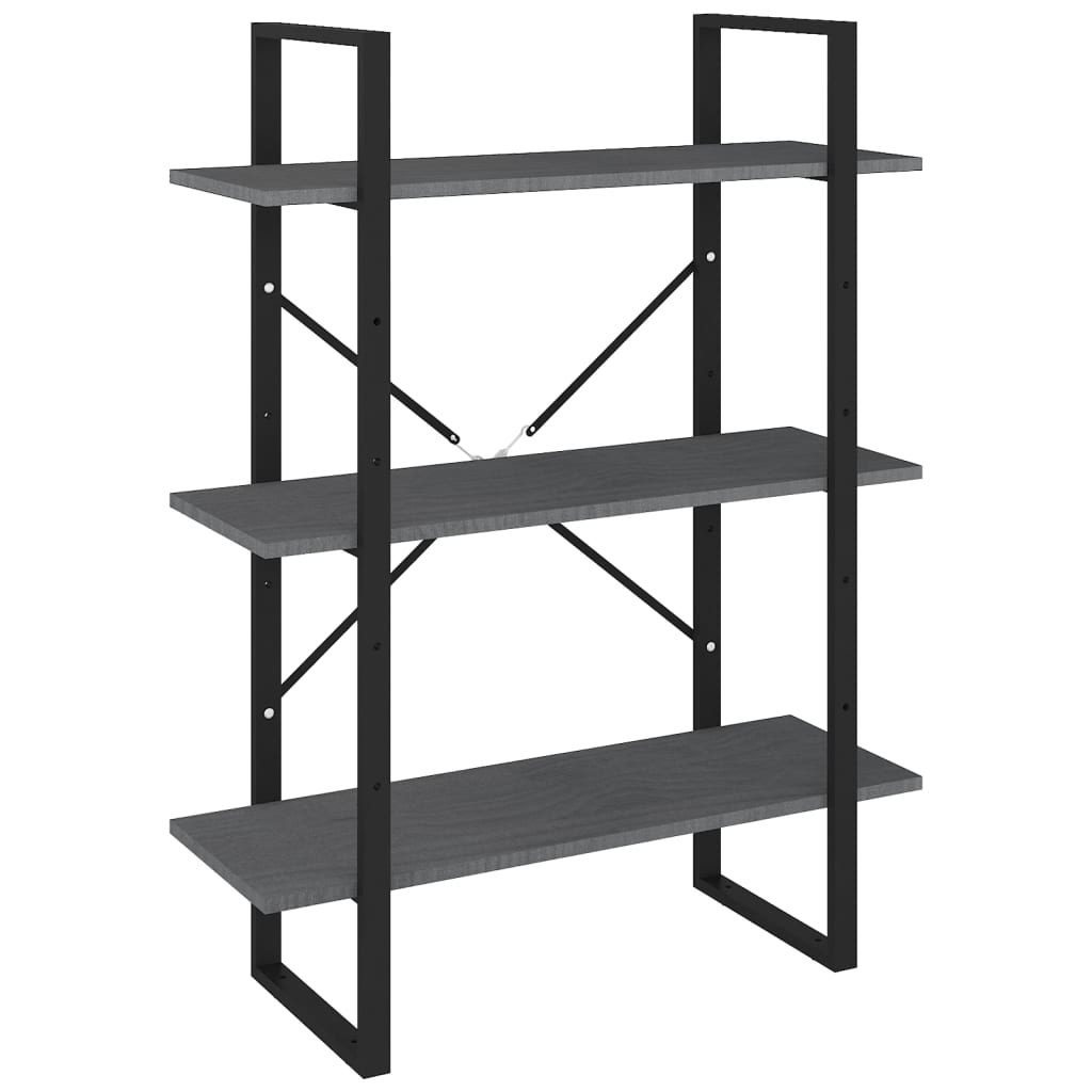 vidaXL Bibliotecă cu 3 rafturi, gri, 80x30x105 cm, lemn masiv de pin vidaXL Bibliotecă cu 3 rafturi, gri, 80x30x105 cm, lemn masiv de pin