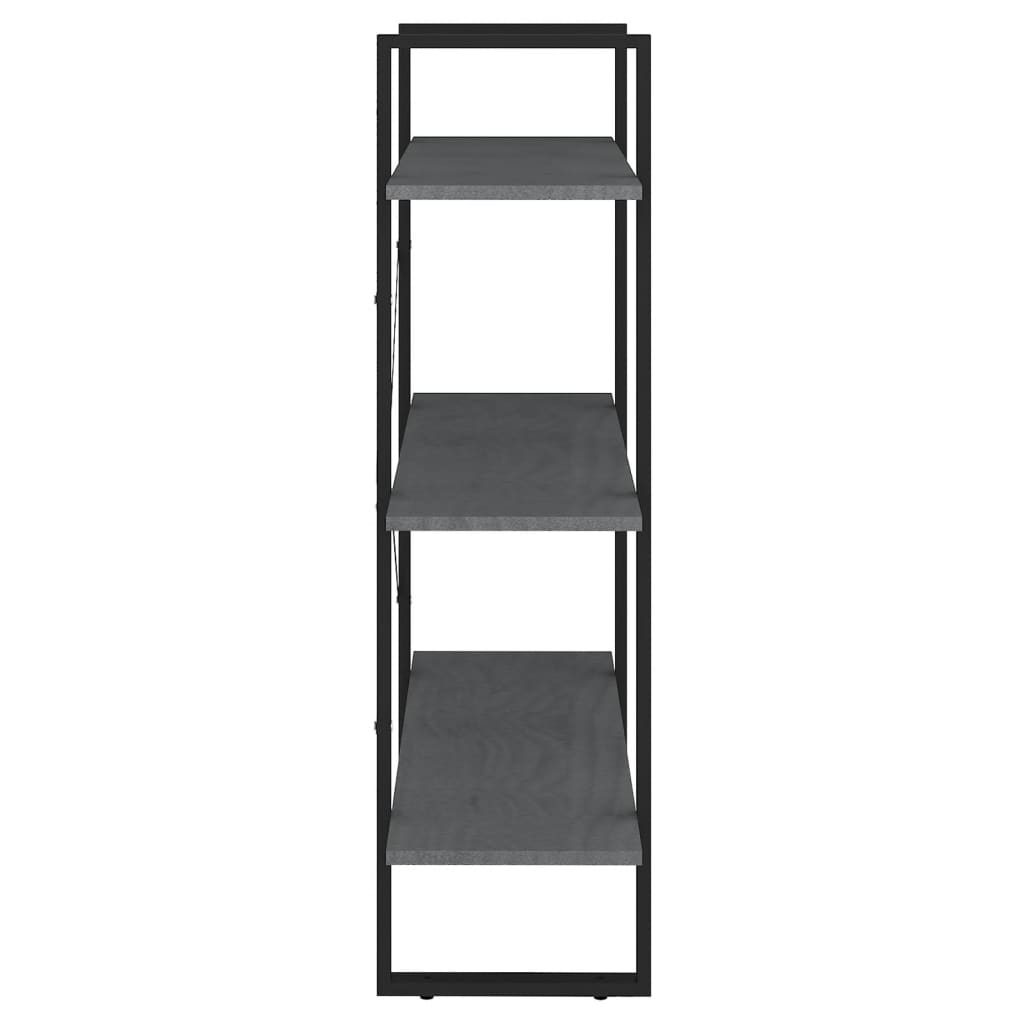 vidaXL Bibliotecă cu 3 rafturi, gri, 80x30x105 cm, lemn masiv de pin vidaXL Bibliotecă cu 3 rafturi, gri, 80x30x105 cm, lemn masiv de pin