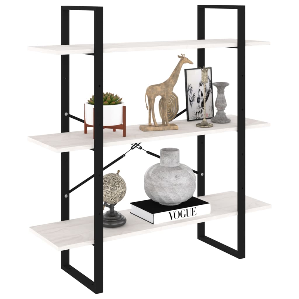 vidaXL Bibliotecă cu 3 rafturi, alb, 100x30x105 cm, lemn masiv de pin vidaXL Bibliotecă cu 3 rafturi, alb, 100x30x105 cm, lemn masiv de pin