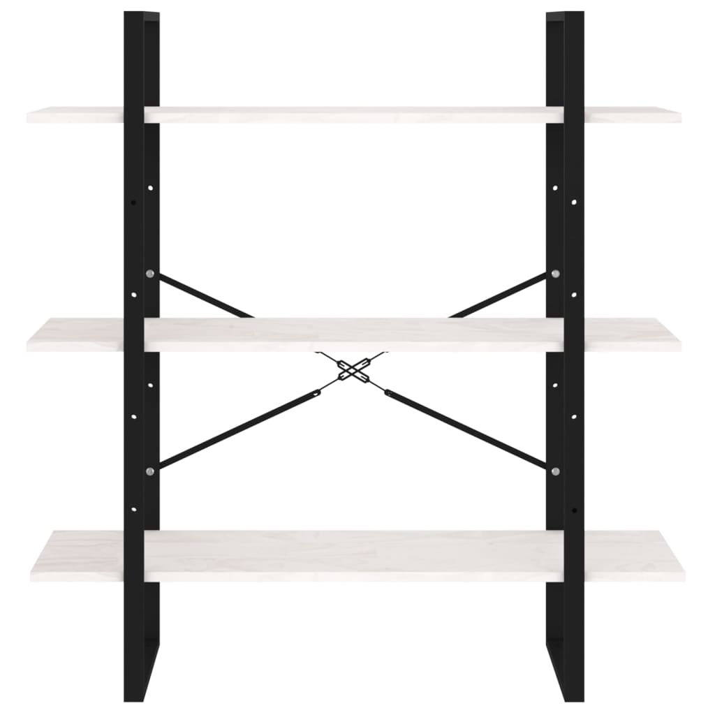 vidaXL Bibliotecă cu 3 rafturi, alb, 100x30x105 cm, lemn masiv de pin vidaXL Bibliotecă cu 3 rafturi, alb, 100x30x105 cm, lemn masiv de pin