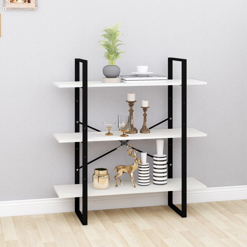vidaXL Bibliotecă cu 3 rafturi, alb, 100x30x105 cm, lemn masiv de pin vidaXL Bibliotecă cu 3 rafturi, alb, 100x30x105 cm, lemn masiv de pin