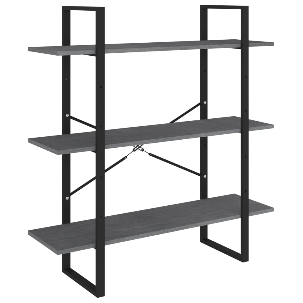 vidaXL Bibliotecă cu 3 rafturi, gri, 100x30x105 cm, lemn masiv de pin vidaXL Bibliotecă cu 3 rafturi, gri, 100x30x105 cm, lemn masiv de pin