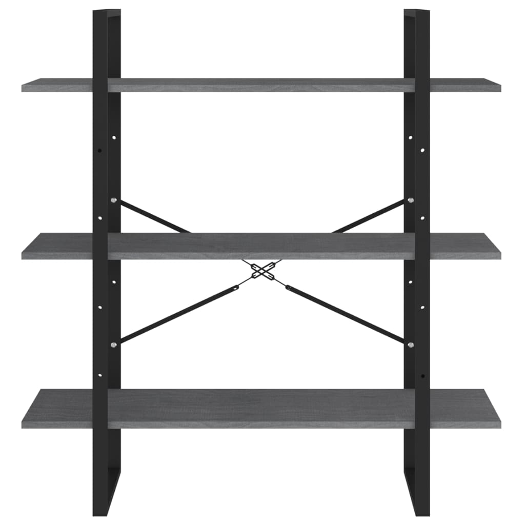 vidaXL Bibliotecă cu 3 rafturi, gri, 100x30x105 cm, lemn masiv de pin vidaXL Bibliotecă cu 3 rafturi, gri, 100x30x105 cm, lemn masiv de pin