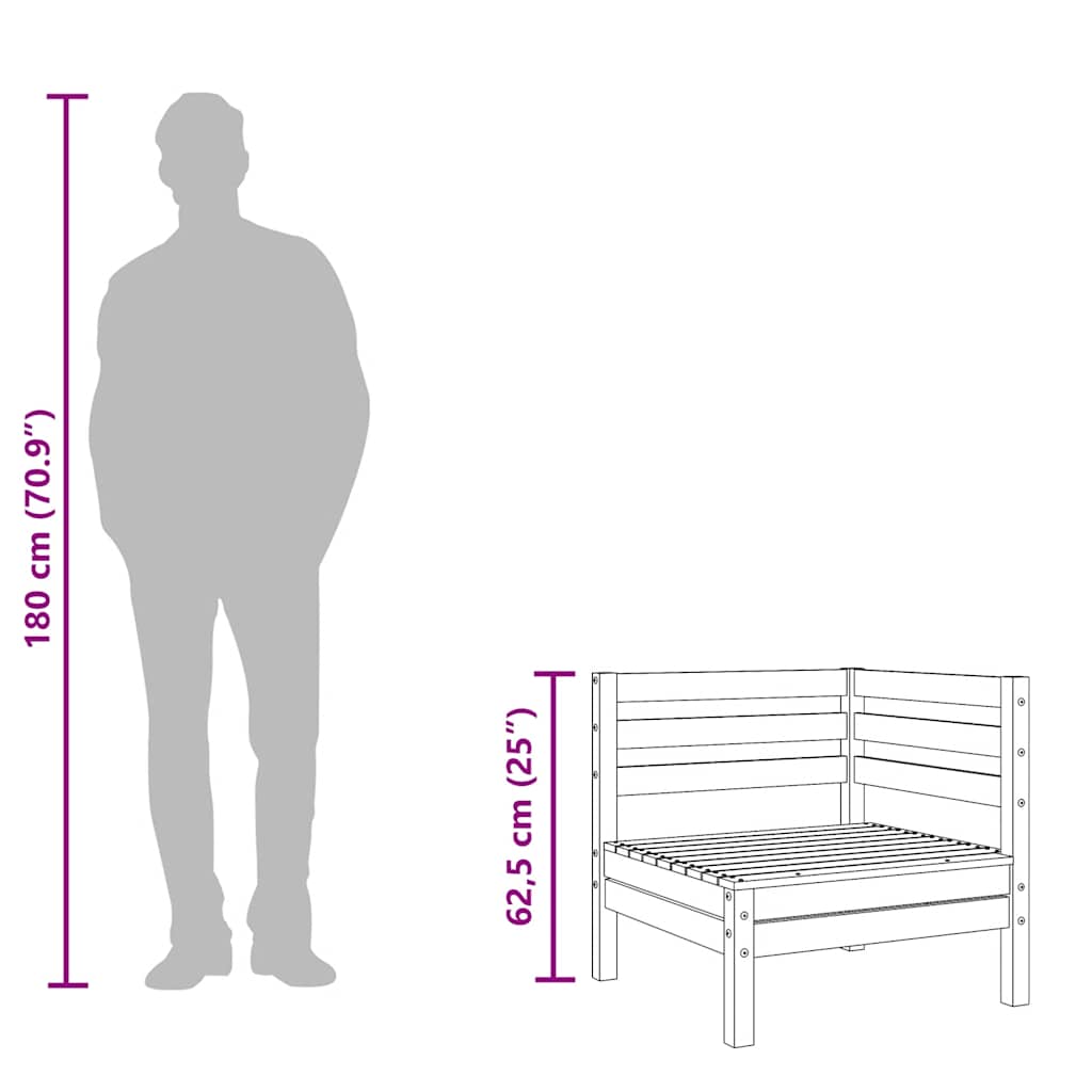 vidaXL Canapele de colț pentru grădină 2 buc. negru lemn masiv de pin