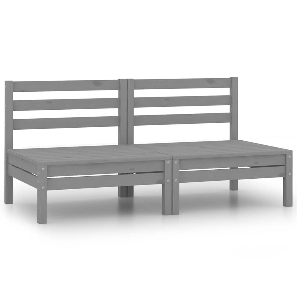 vidaXL Canapele de mijloc pentru grădină, 2 buc., gri, lemn masiv pin vidaXL Canapele de mijloc pentru grădină, 2 buc., gri, lemn masiv pin