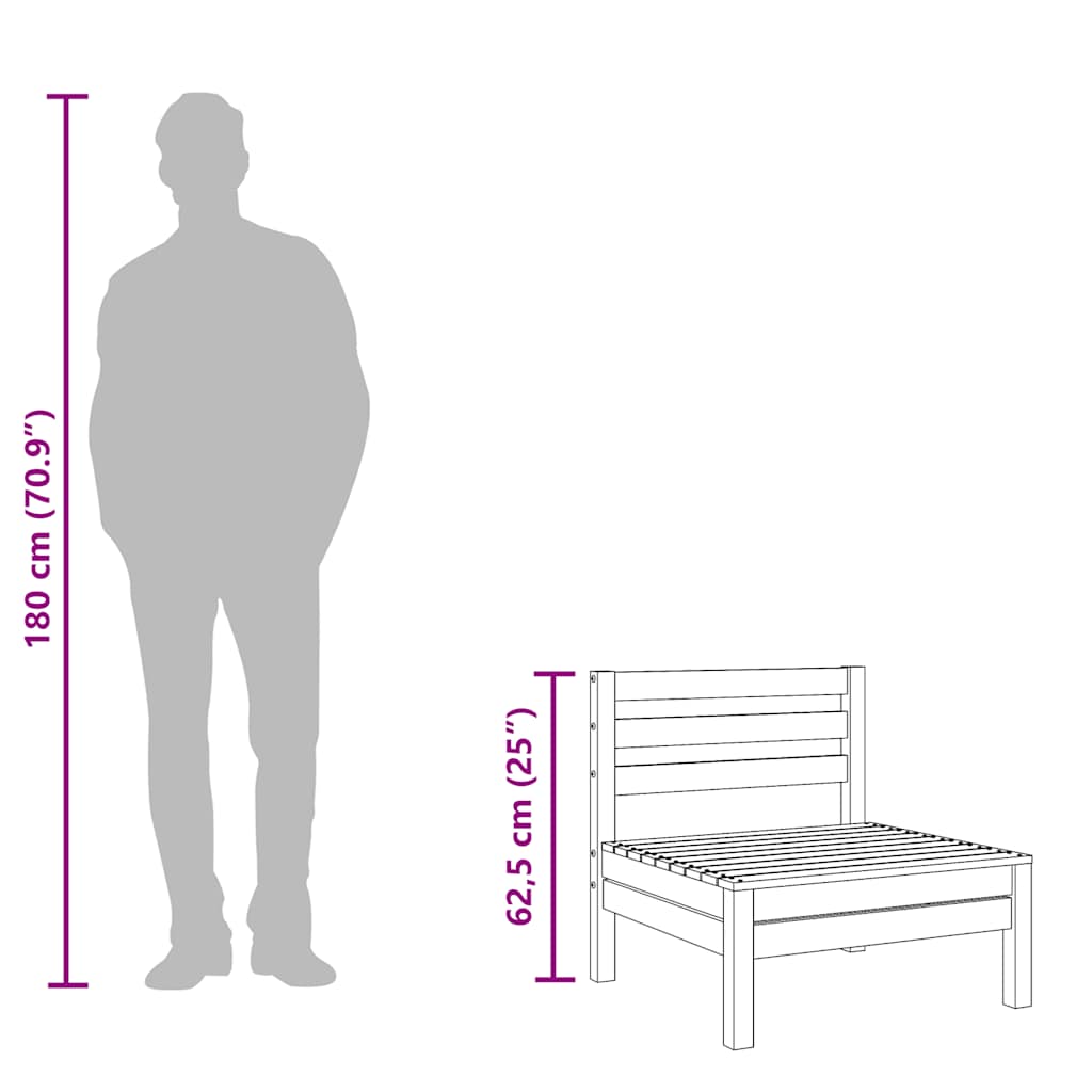 vidaXL Canapele de mijloc pentru grădină, 4 buc., lemn masiv de pin