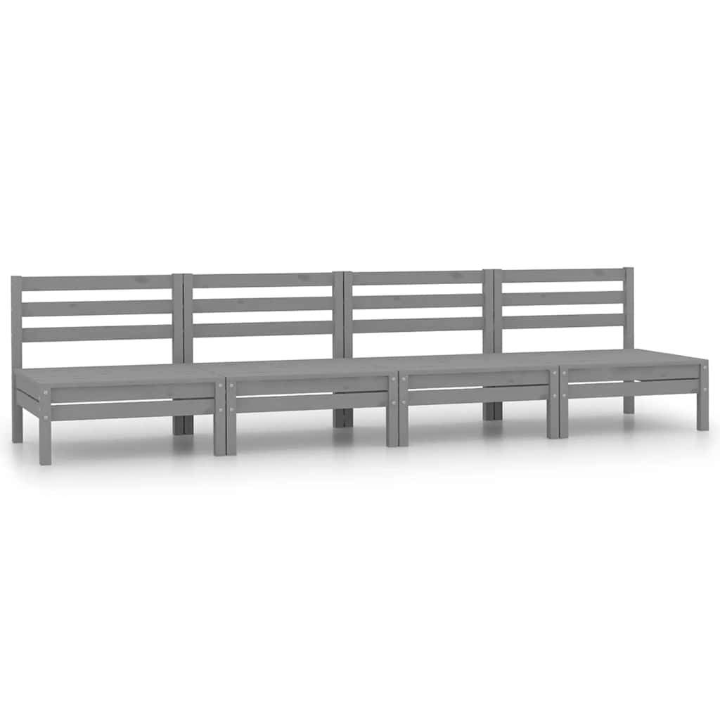 vidaXL Canapele de mijloc pentru grădină, 4 buc., gri, lemn masiv pin vidaXL Canapele de mijloc pentru grădină, 4 buc., gri, lemn masiv pin