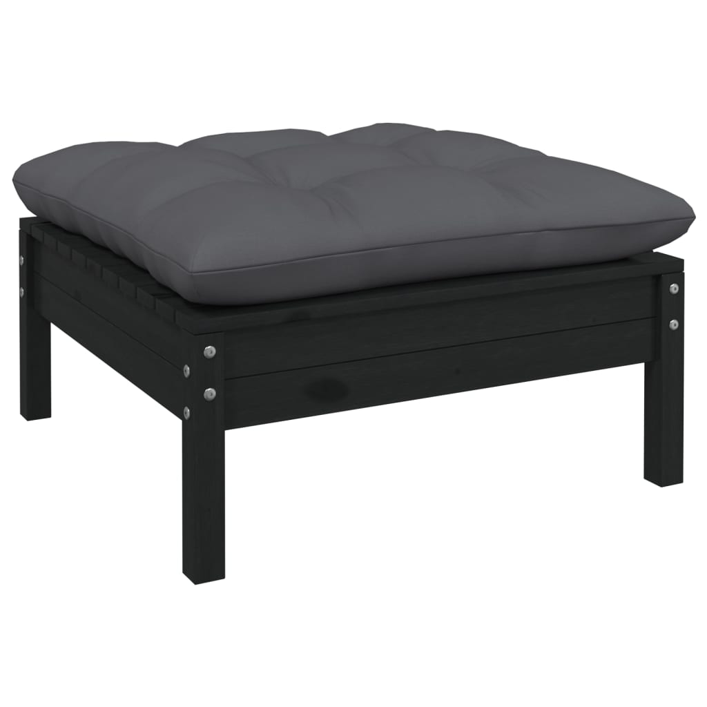 vidaXL Canapea de grădină cu 2 locuri, cu perne, negru, lemn masiv pin vidaXL Canapea de grădină cu 2 locuri, cu perne, negru, lemn masiv pin