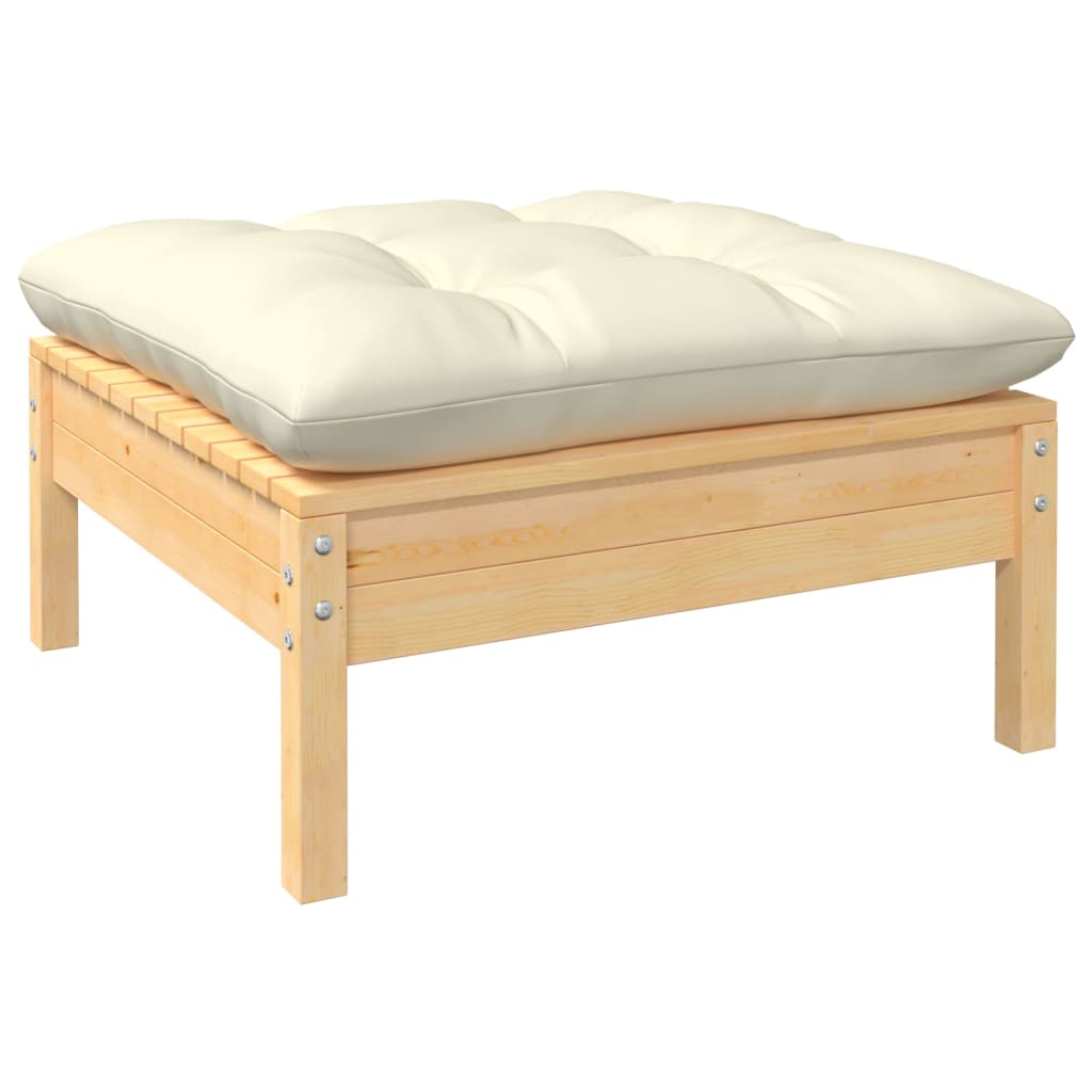 vidaXL Set mobilier grădină cu perne crem, 3 piese, lemn masiv de pin vidaXL Set mobilier grădină cu perne crem, 3 piese, lemn masiv de pin