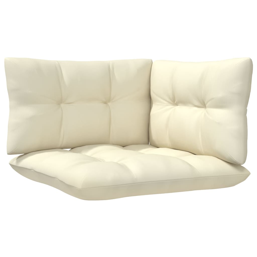 vidaXL Set mobilier grădină cu perne crem, 3 piese, lemn masiv de pin vidaXL Set mobilier grădină cu perne crem, 3 piese, lemn masiv de pin