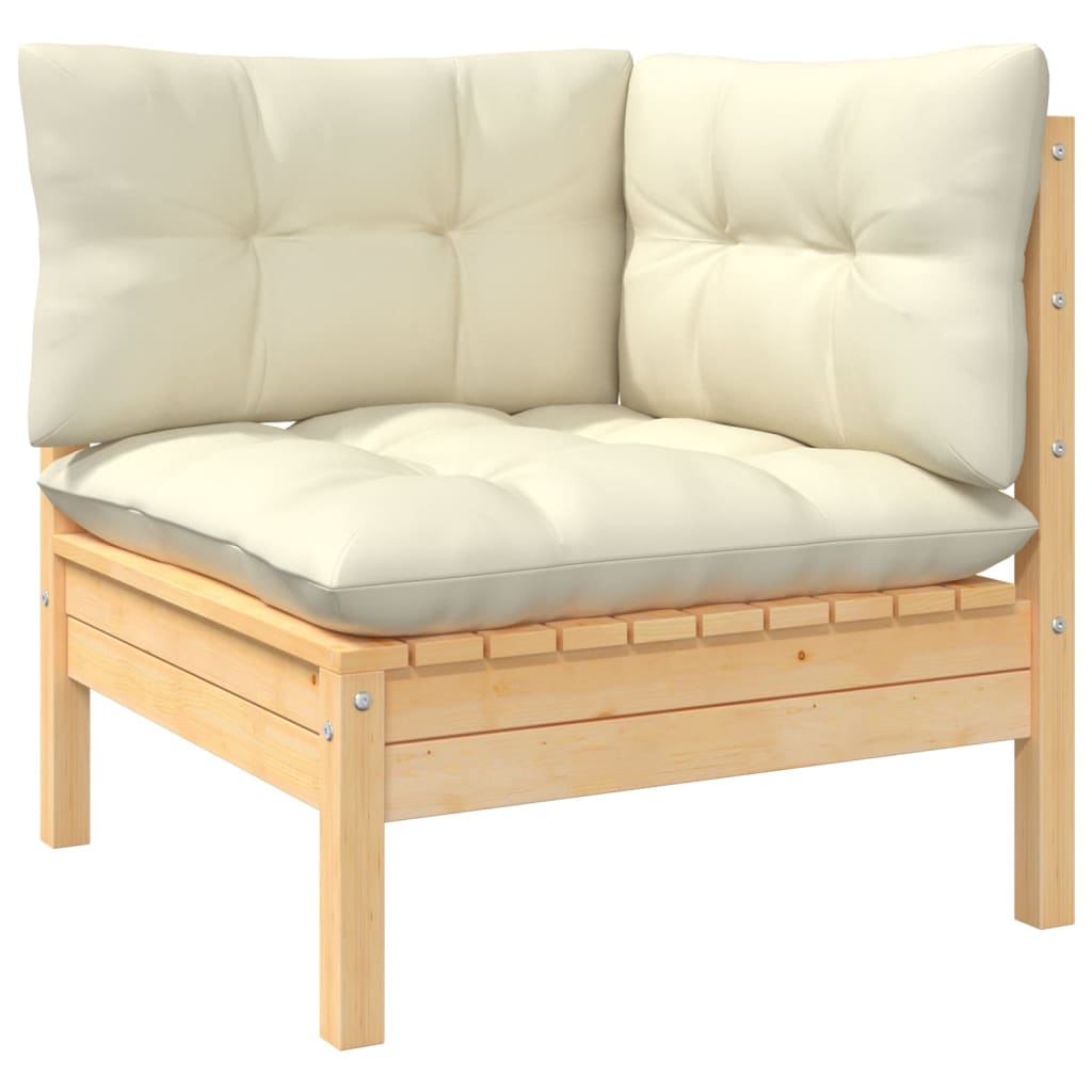vidaXL Set mobilier grădină cu perne crem, 3 piese, lemn masiv de pin vidaXL Set mobilier grădină cu perne crem, 3 piese, lemn masiv de pin
