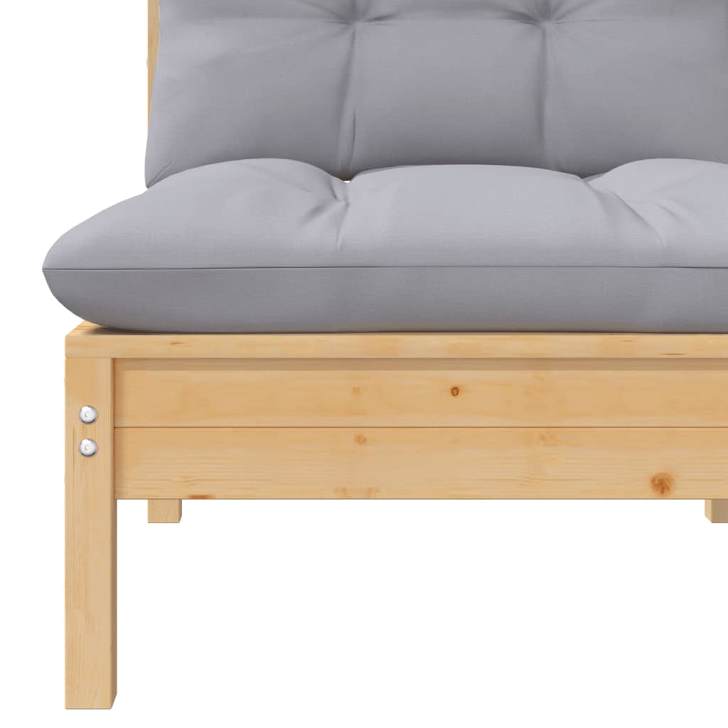 vidaXL Set mobilier de grădină cu perne gri, 3 piese, lemn masiv pin vidaXL Set mobilier de grădină cu perne gri, 3 piese, lemn masiv pin