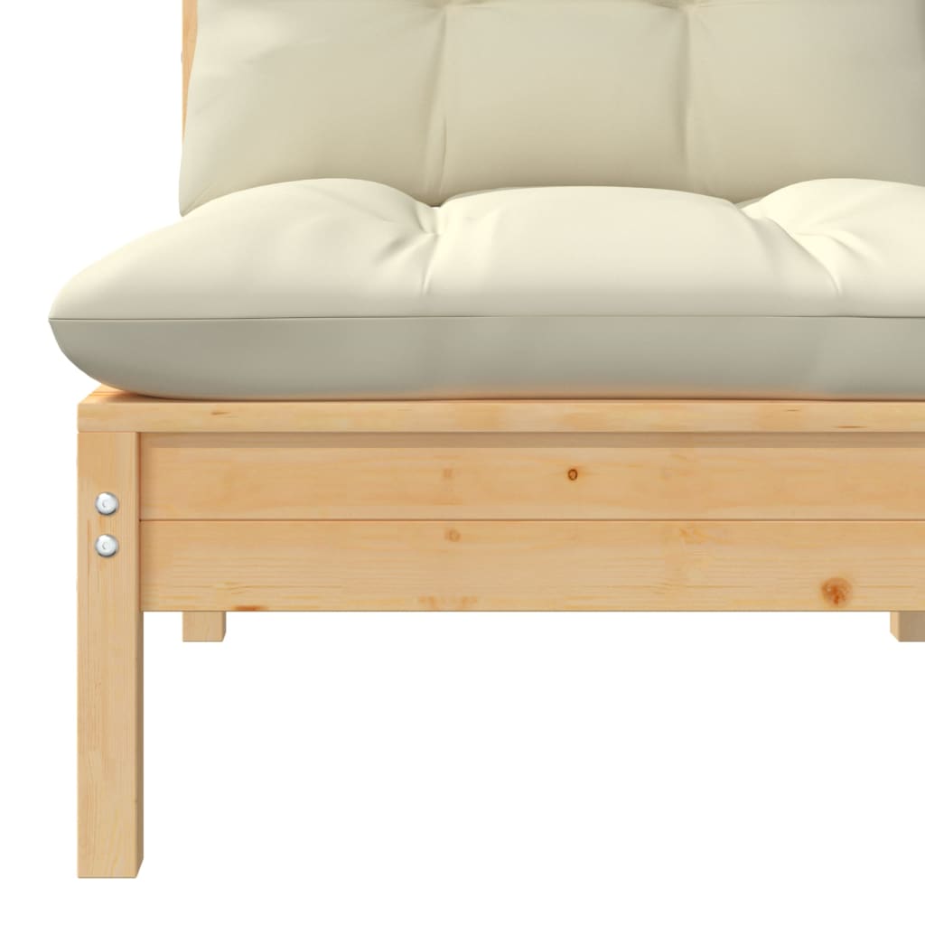 vidaXL Set mobilier grădină cu perne crem, 3 piese, lemn masiv de pin