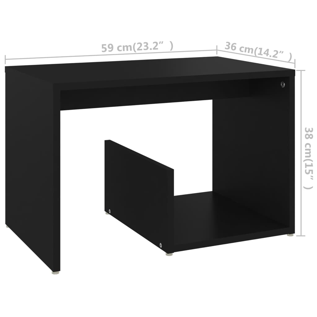 vidaXL Masă laterală, negru, 59x36x38 cm, PAL vidaXL Masă laterală, negru, 59x36x38 cm, PAL