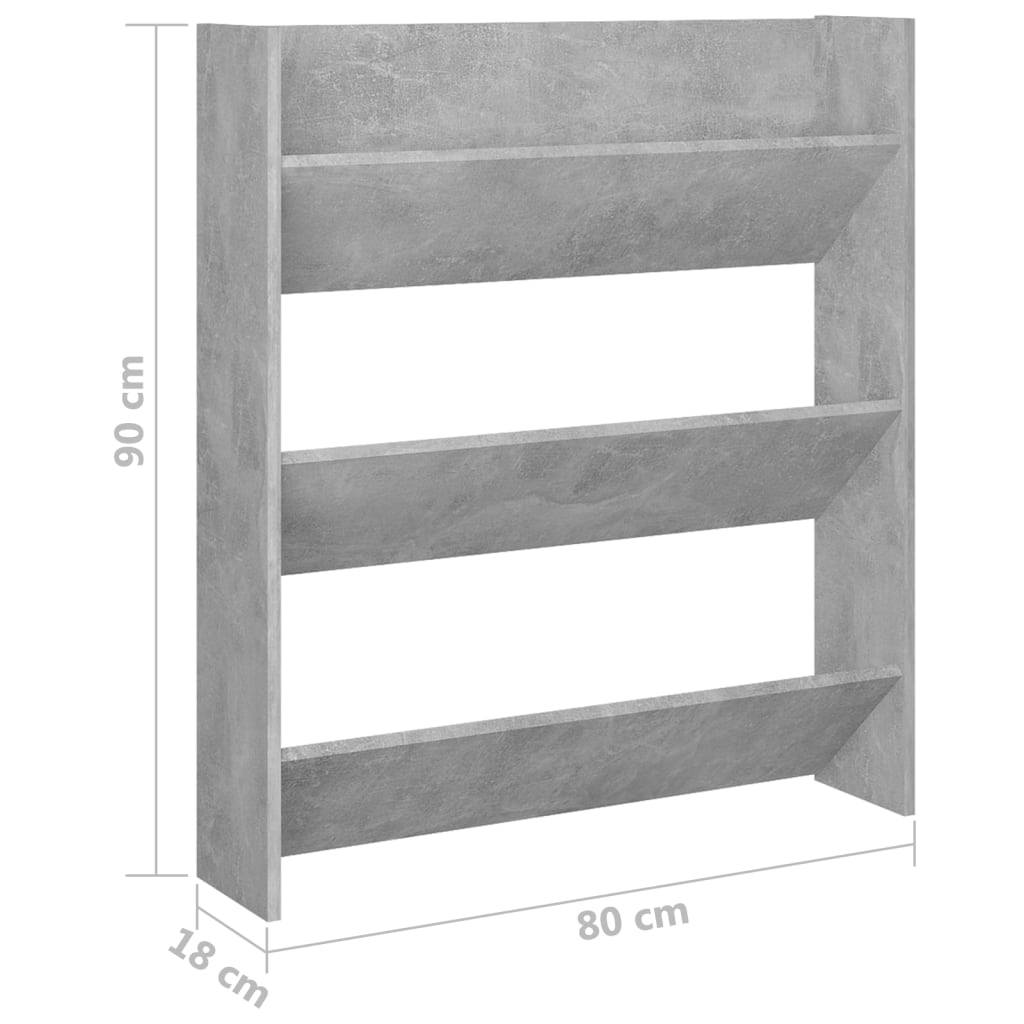 vidaXL Pantofar de perete, gri beton, 80x18x90 cm, PAL vidaXL Pantofar de perete, gri beton, 80x18x90 cm, PAL