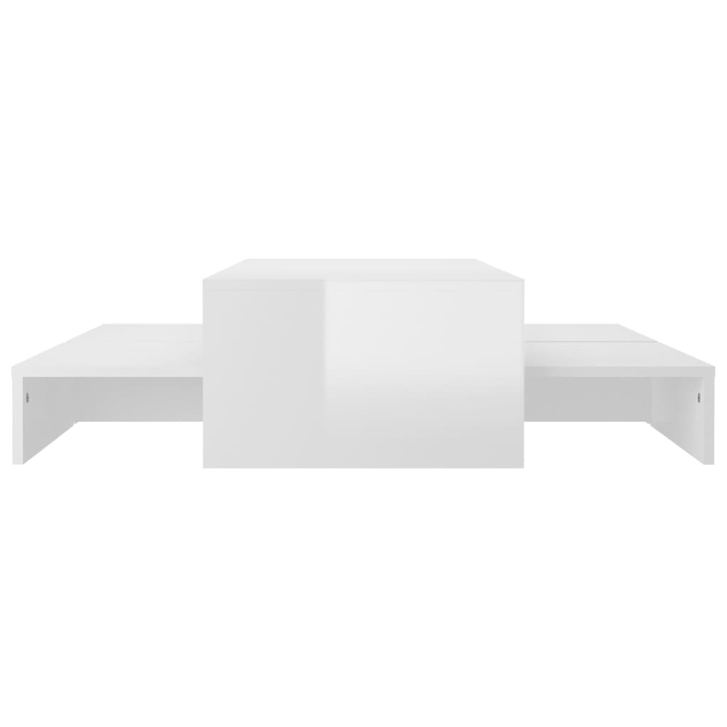 vidaXL Set măsuțe de cafea suprapuse, alb extralucios, 100x100x26,5 cm vidaXL Set măsuțe de cafea suprapuse, alb extralucios, 100x100x26,5 cm