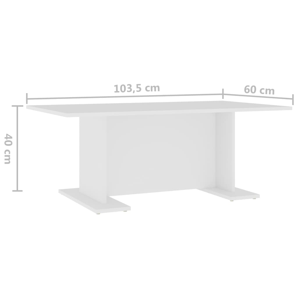 vidaXL Măsuță de cafea, alb, 103,5 x 60 x 40 cm, lemn prelucrat