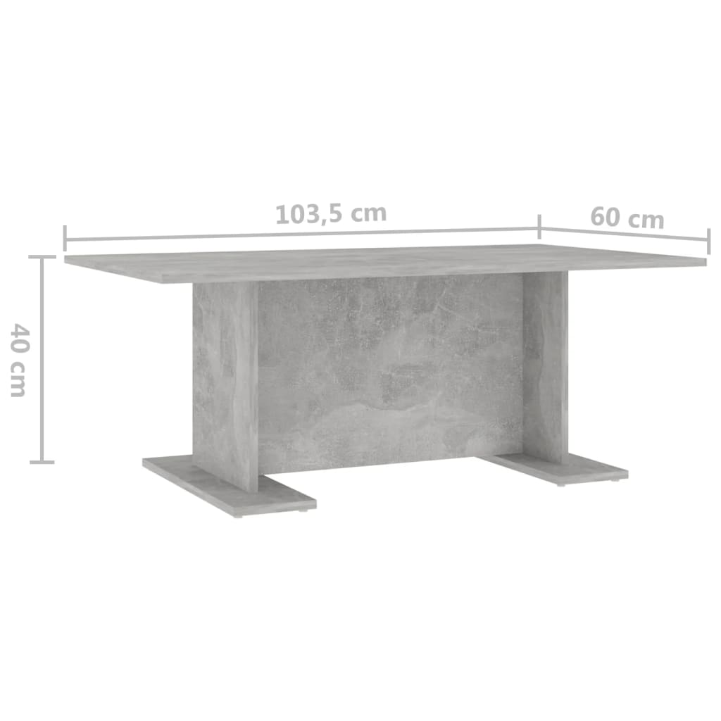 vidaXL Măsuță de cafea, gri beton, 103,5 x 60 x 40 cm, lemn prelucrat
