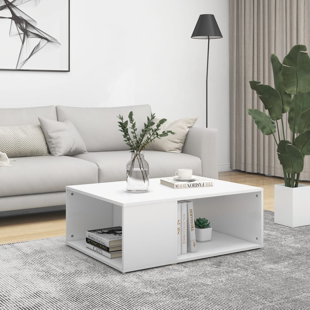 vidaXL Măsuță de cafea, alb, 90x67x33 cm, lemn prelucrat vidaXL Măsuță de cafea, alb, 90x67x33 cm, lemn prelucrat