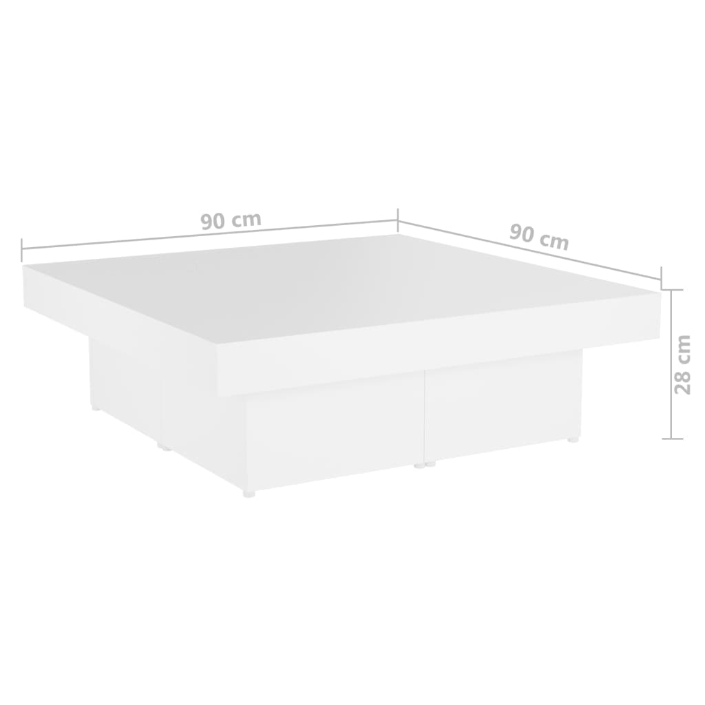 vidaXL Măsuță de cafea, alb, 90x90x28 cm, lemn prelucrat vidaXL Măsuță de cafea, alb, 90x90x28 cm, lemn prelucrat