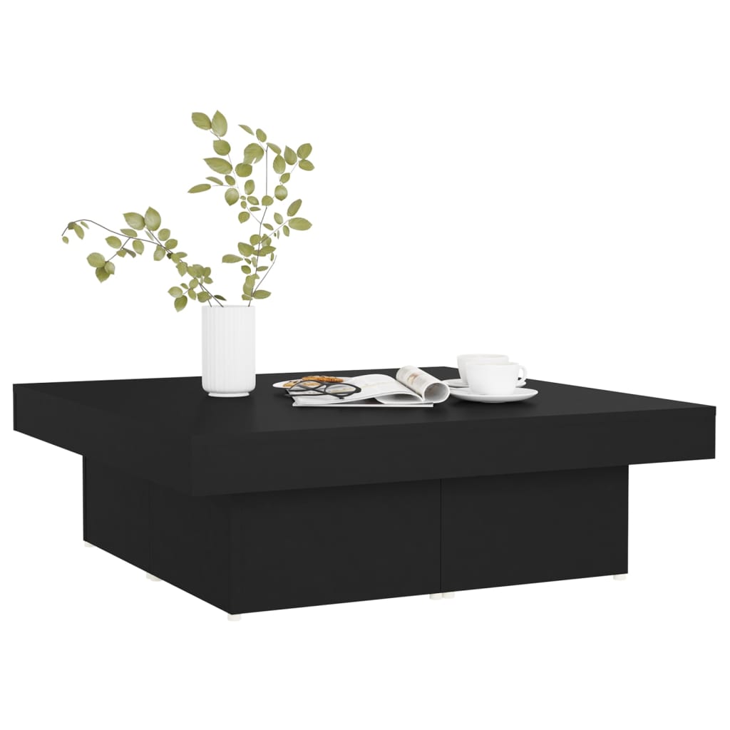 vidaXL Măsuță de cafea, negru, 90x90x28 cm, lemn prelucrat