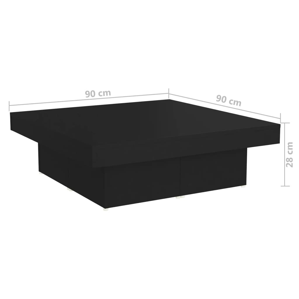 vidaXL Măsuță de cafea, negru, 90x90x28 cm, lemn prelucrat