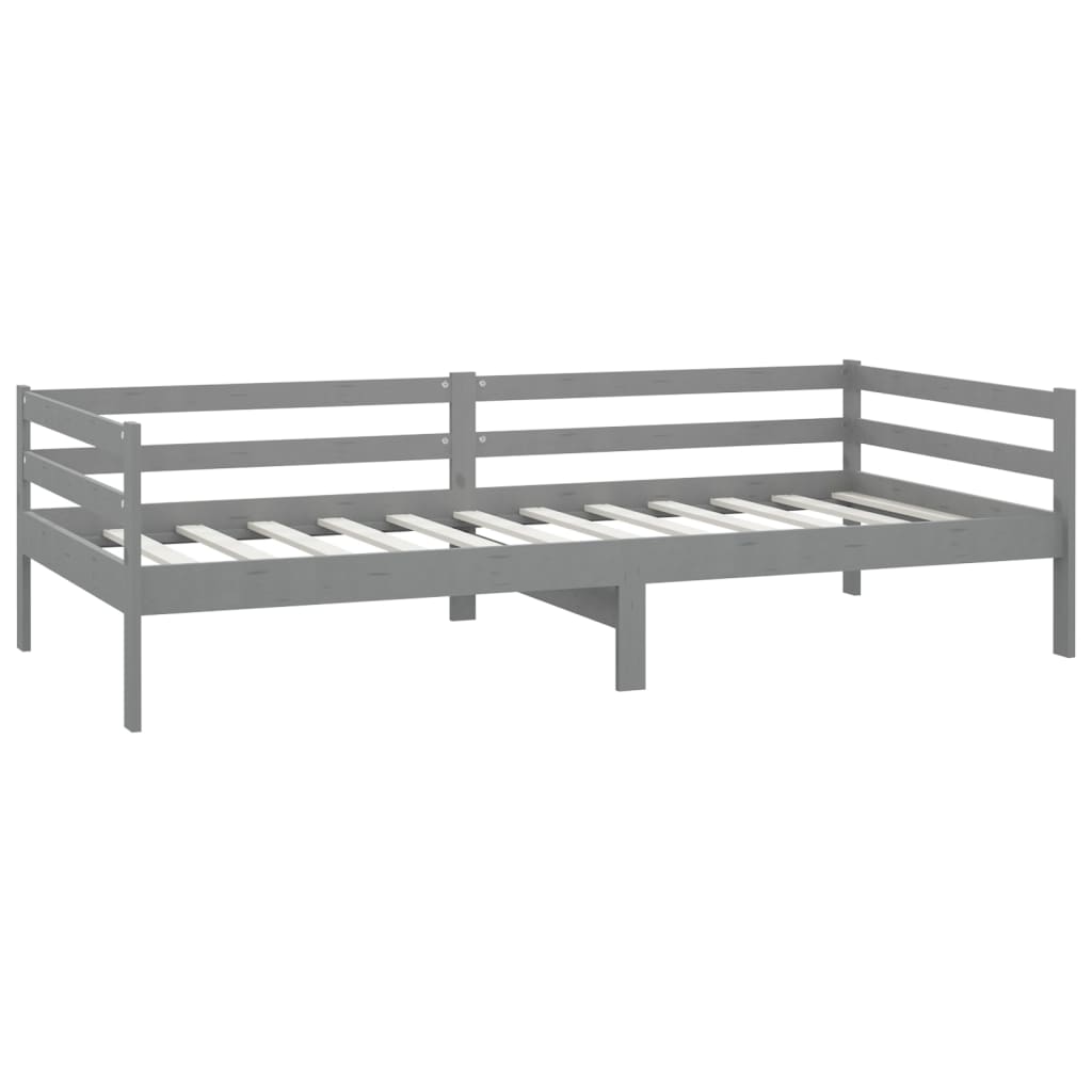 vidaXL Pat de zi, 90x200 cm, gri, lemn masiv de pin vidaXL Pat de zi, 90x200 cm, gri, lemn masiv de pin