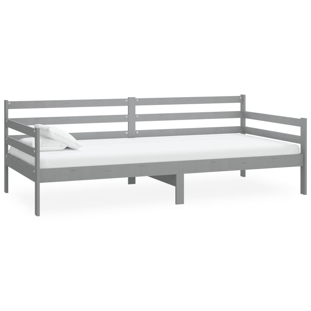 vidaXL Pat de zi, 90x200 cm, gri, lemn masiv de pin vidaXL Pat de zi, 90x200 cm, gri, lemn masiv de pin