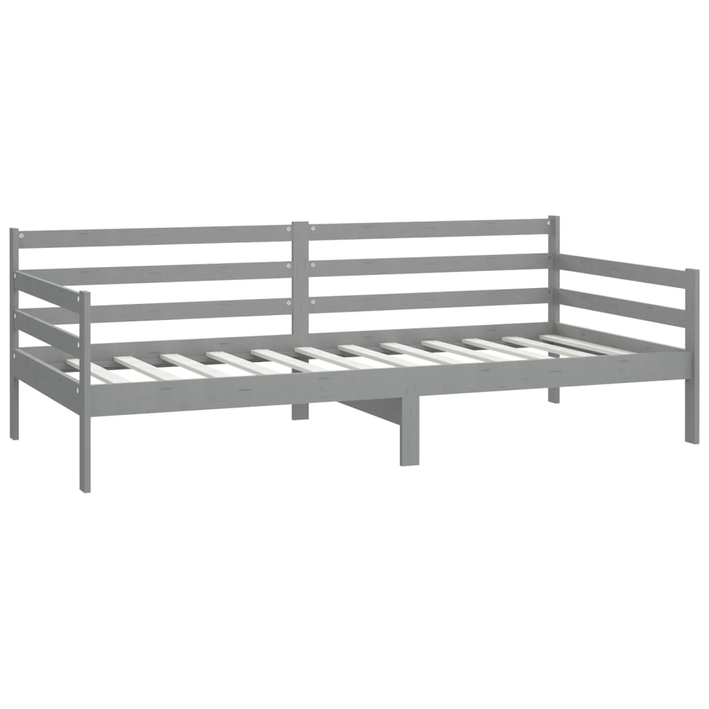 vidaXL Pat de zi, 90x200 cm, gri, lemn masiv de pin vidaXL Pat de zi, 90x200 cm, gri, lemn masiv de pin