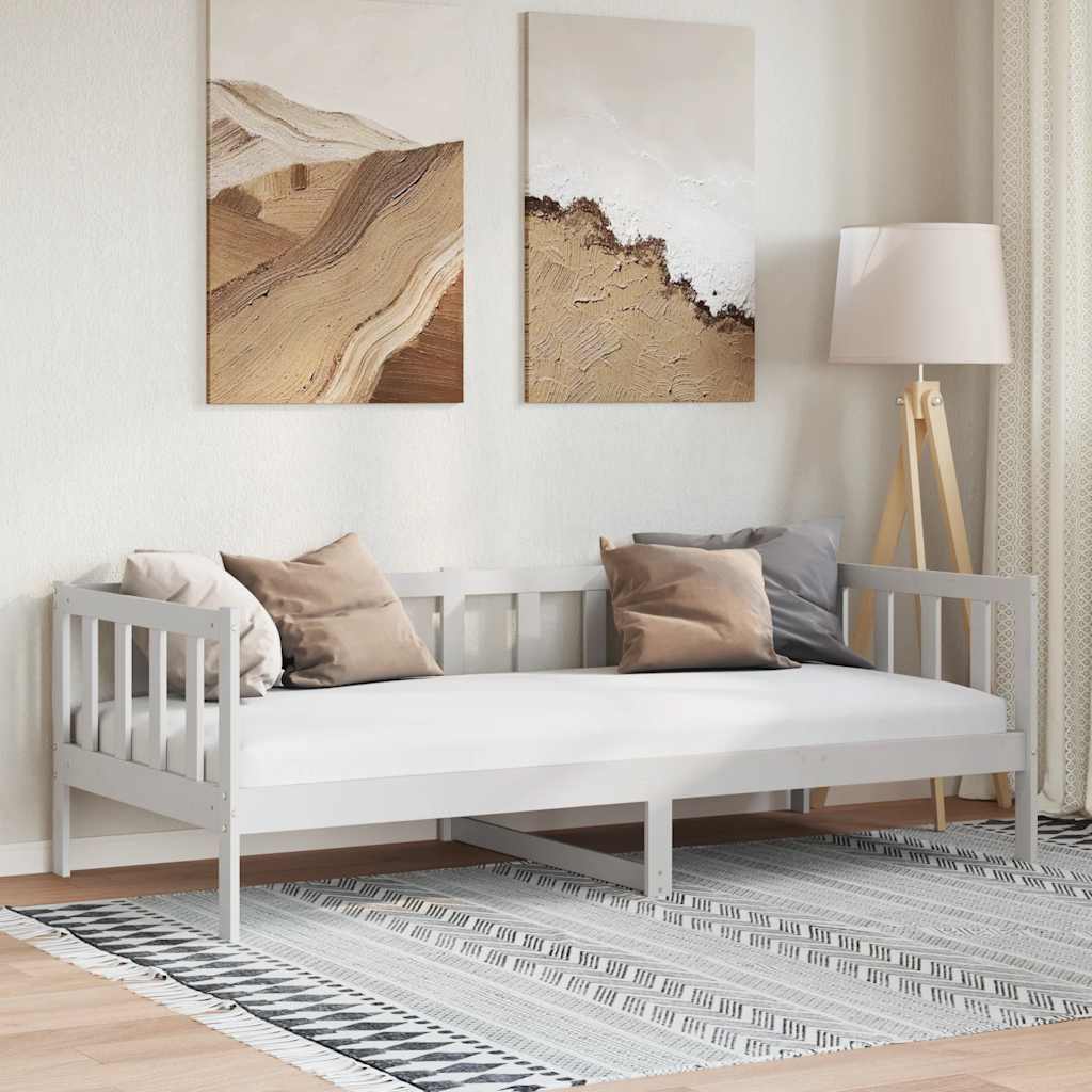 vidaXL Pat de zi, 90x200 cm, alb, lemn masiv de pin vidaXL Pat de zi, 90x200 cm, alb, lemn masiv de pin