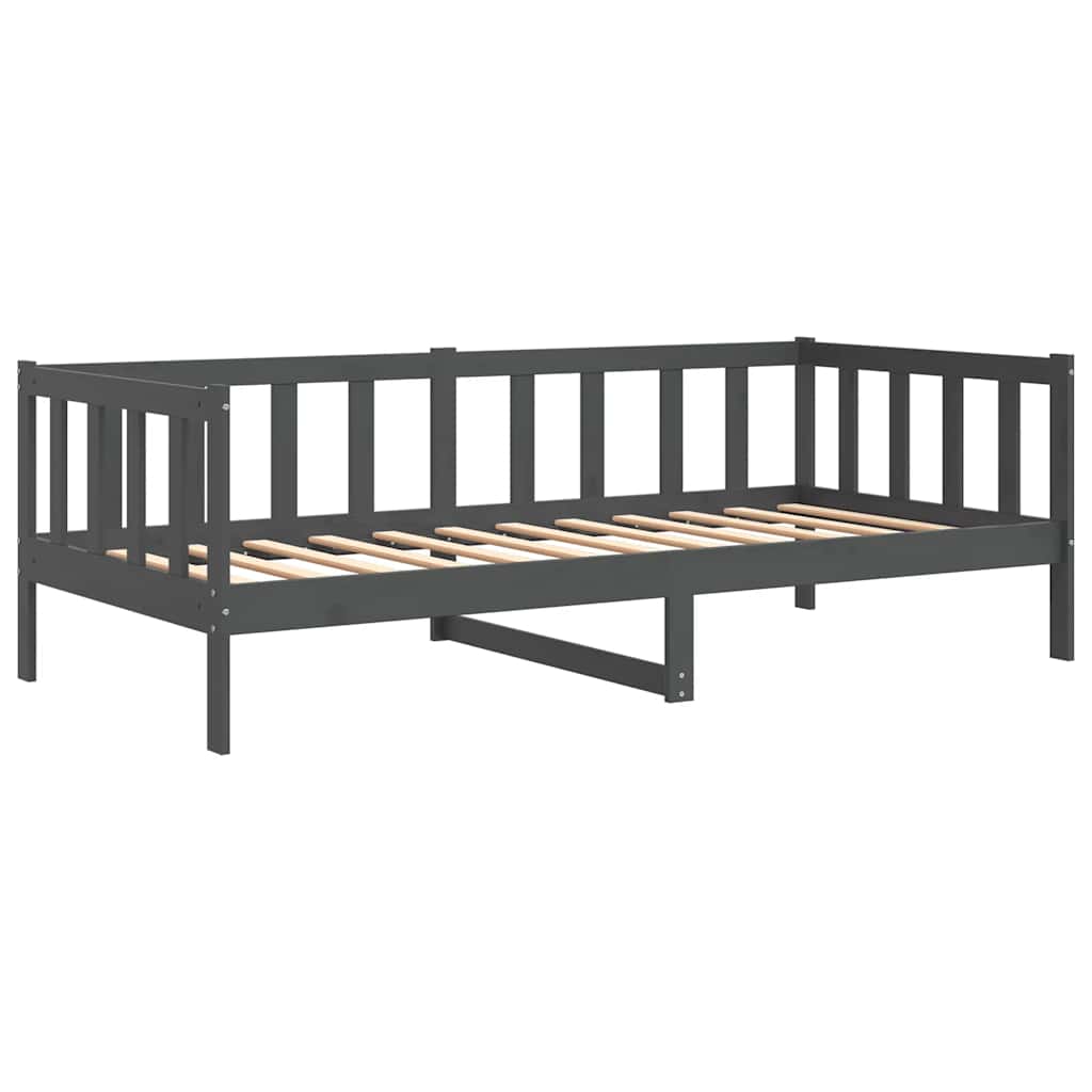 vidaXL Pat de zi, 90x200 cm, gri, lemn masiv de pin vidaXL Pat de zi, 90x200 cm, gri, lemn masiv de pin