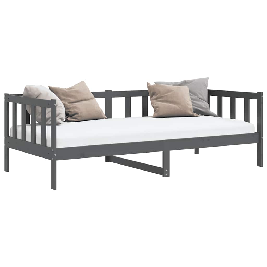 vidaXL Pat de zi, 90x200 cm, gri, lemn masiv de pin vidaXL Pat de zi, 90x200 cm, gri, lemn masiv de pin