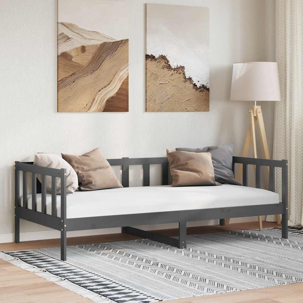 vidaXL Pat de zi, 90x200 cm, gri, lemn masiv de pin vidaXL Pat de zi, 90x200 cm, gri, lemn masiv de pin