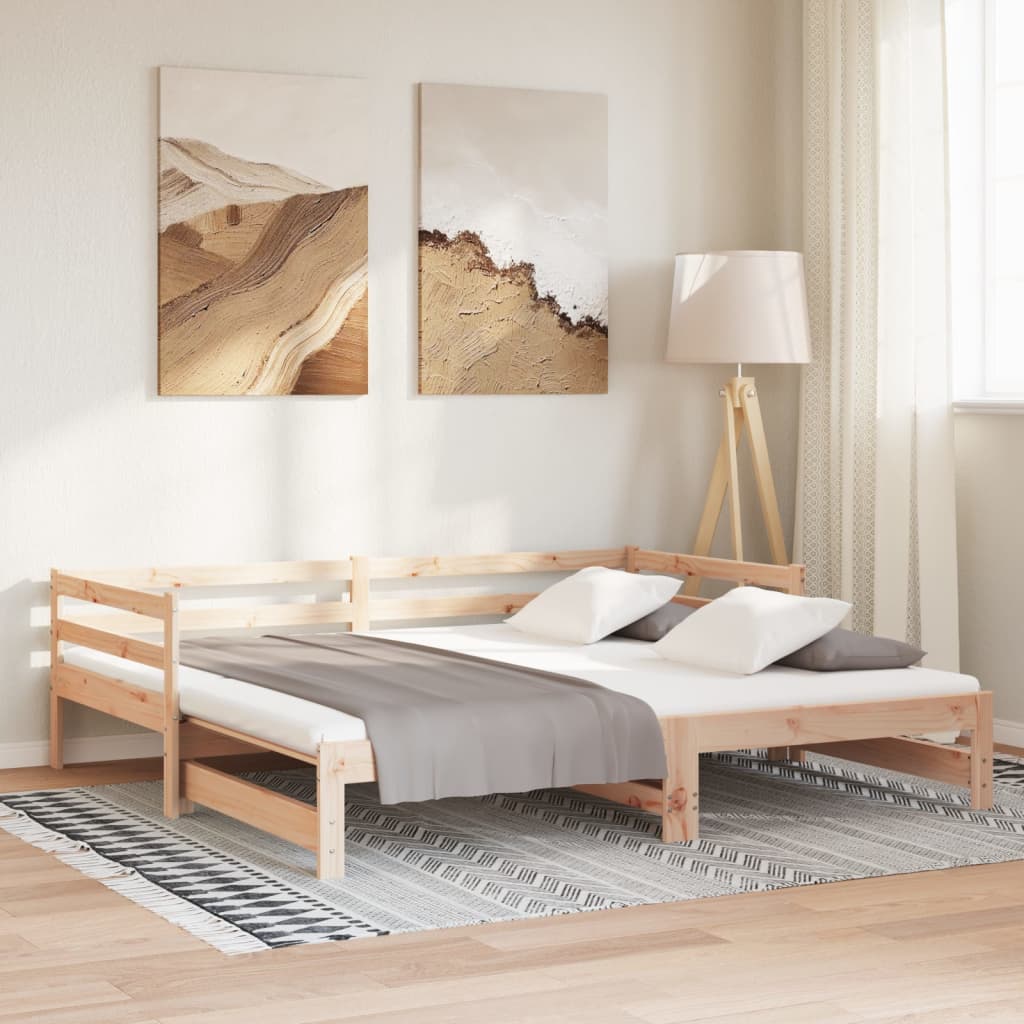 vidaXL Pat de zi extensibil, 2x(90x200) cm, lemn masiv de pin