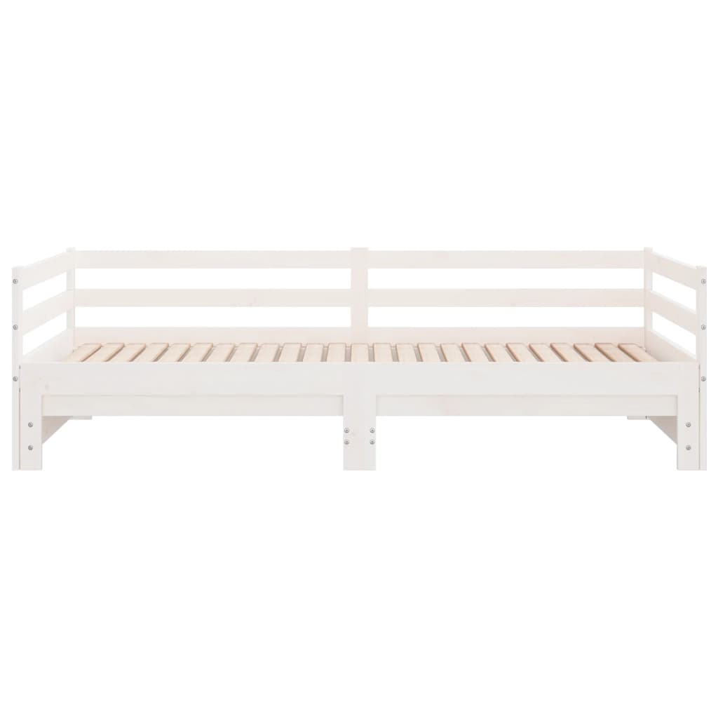 vidaXL Pat extensibil de zi, alb, 2x(90x200) cm, lemn masiv de pin vidaXL Pat extensibil de zi, alb, 2x(90x200) cm, lemn masiv de pin