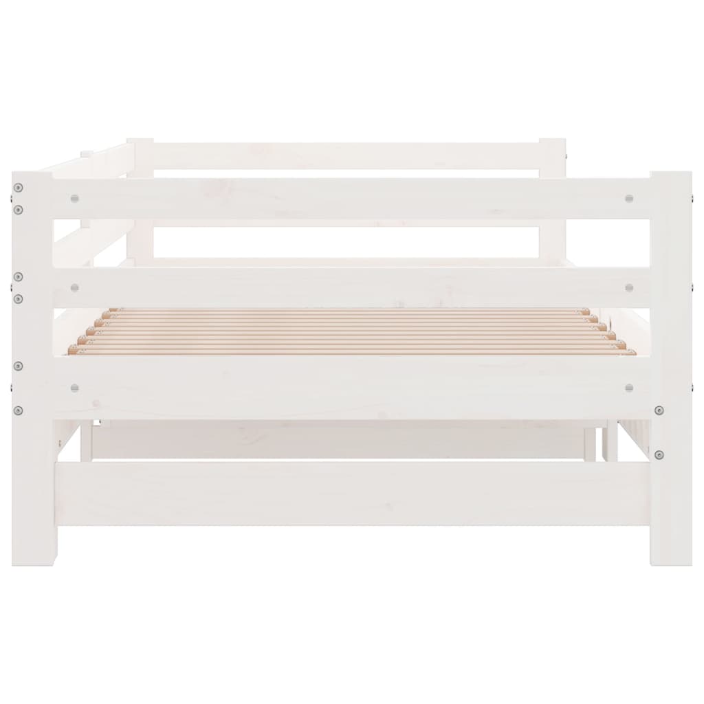 vidaXL Pat extensibil de zi, alb, 2x(90x200) cm, lemn masiv de pin vidaXL Pat extensibil de zi, alb, 2x(90x200) cm, lemn masiv de pin