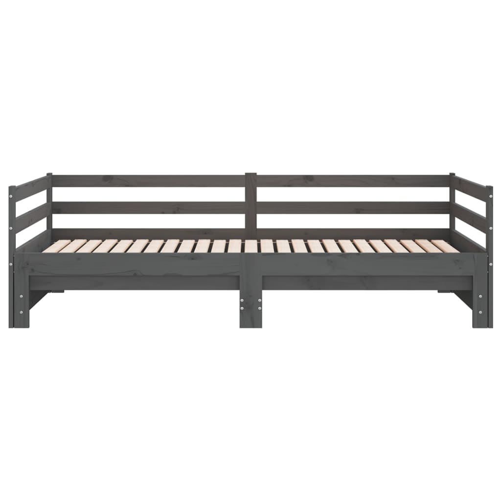 vidaXL Pat extensibil de zi, gri, 2x(90x200) cm, lemn masiv de pin