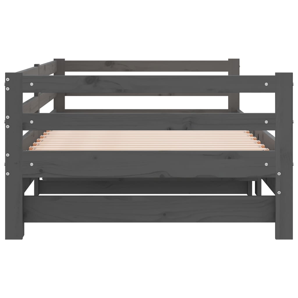 vidaXL Pat extensibil de zi, gri, 2x(90x200) cm, lemn masiv de pin