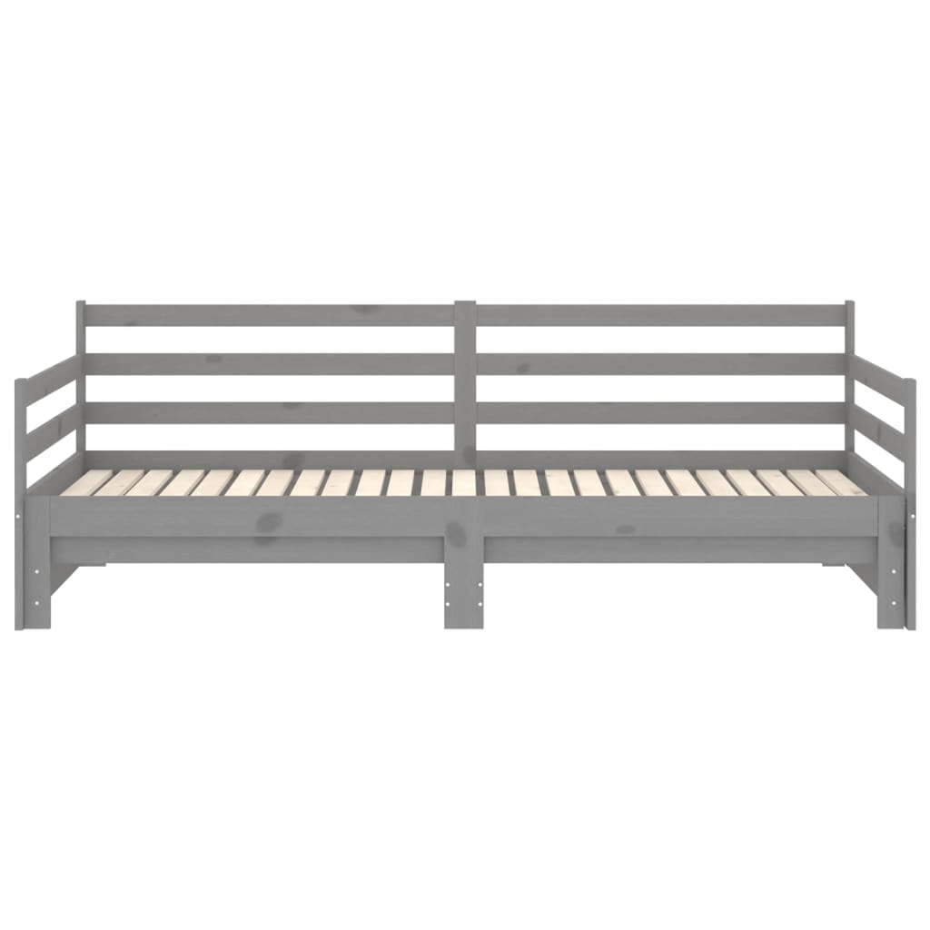 vidaXL Pat extensibil de zi, gri, 2x(90x200) cm, lemn masiv de pin vidaXL Pat extensibil de zi, gri, 2x(90x200) cm, lemn masiv de pin