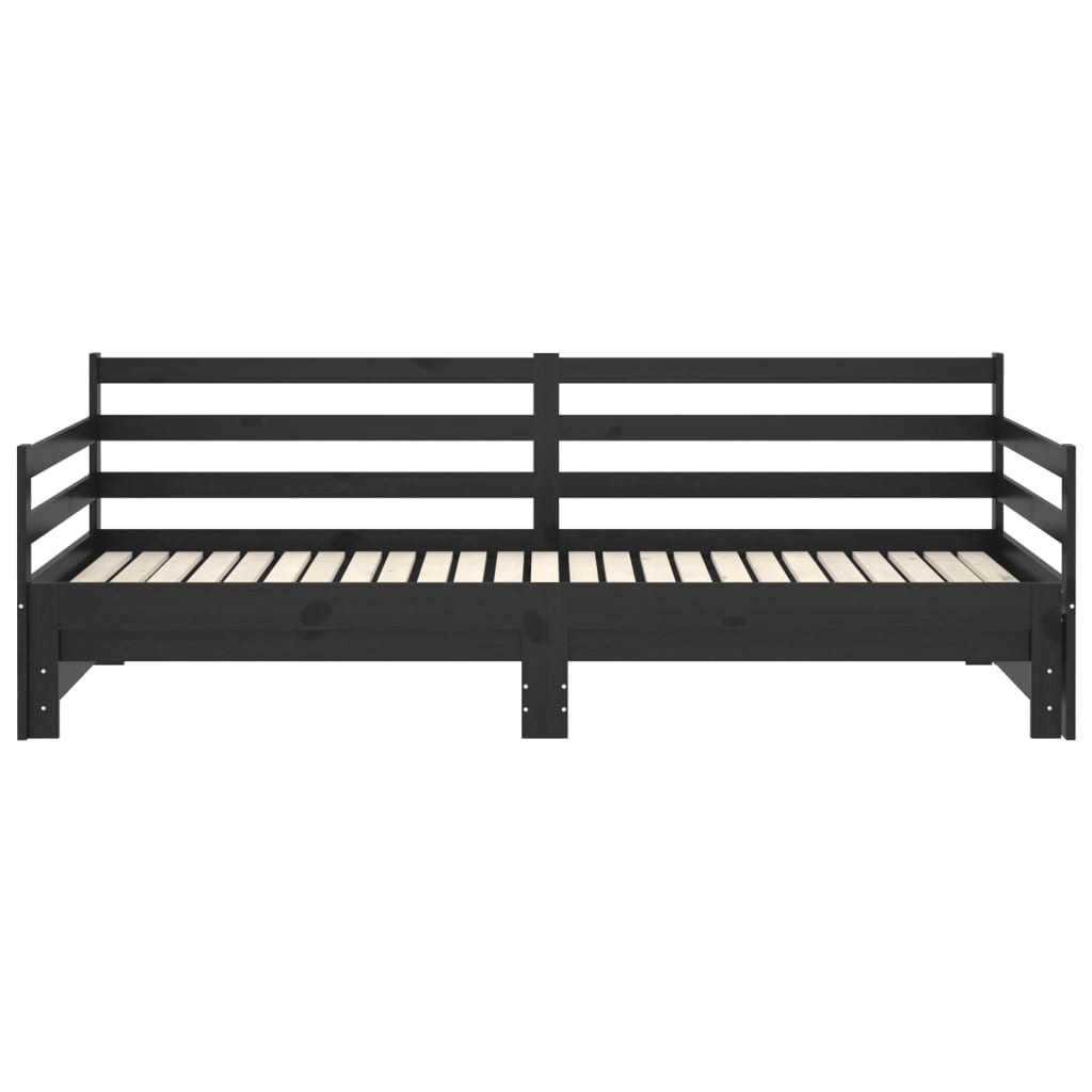 vidaXL Pat extensibil de zi, negru, 2x(90x200) cm, lemn masiv de pin