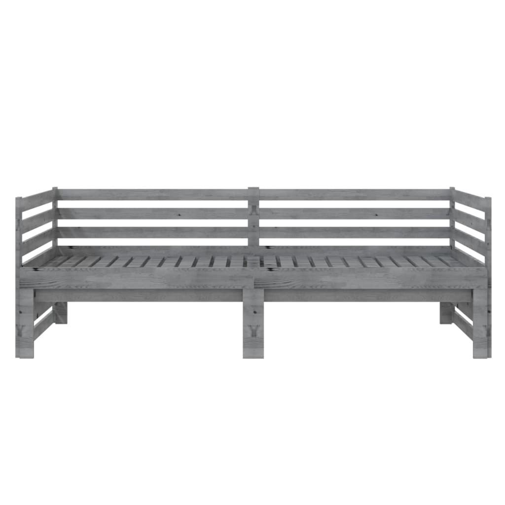 vidaXL Pat extensibil de zi, gri, 2x(90x200) cm, lemn masiv de pin vidaXL Pat extensibil de zi, gri, 2x(90x200) cm, lemn masiv de pin