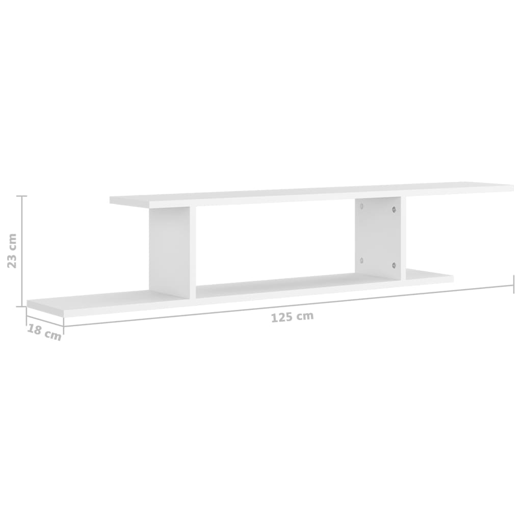 vidaXL Raft TV cu montaj pe perete, alb, 125x18x23 cm, lemn prelucrat vidaXL Raft TV cu montaj pe perete, alb, 125x18x23 cm, lemn prelucrat