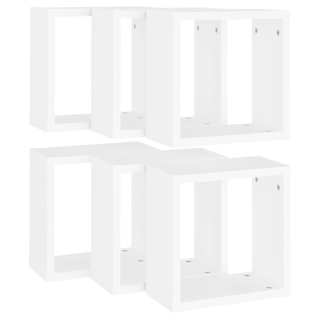 vidaXL Rafturi de perete cub, 6 buc., alb, 30x15x30 cm vidaXL Rafturi de perete cub, 6 buc., alb, 30x15x30 cm