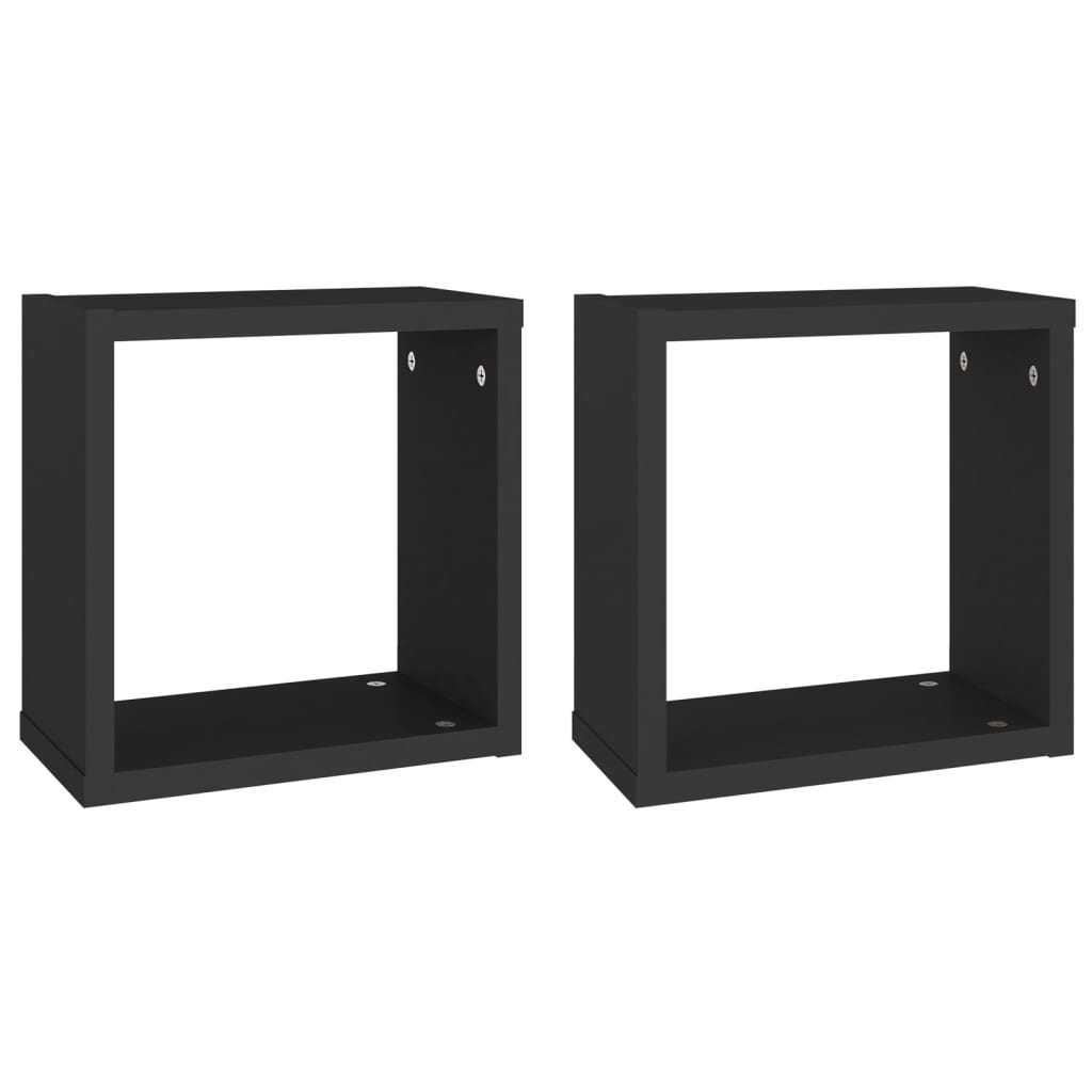 vidaXL Rafturi de perete cub, 2 buc., negru, 30x15x30 cm vidaXL Rafturi de perete cub, 2 buc., negru, 30x15x30 cm
