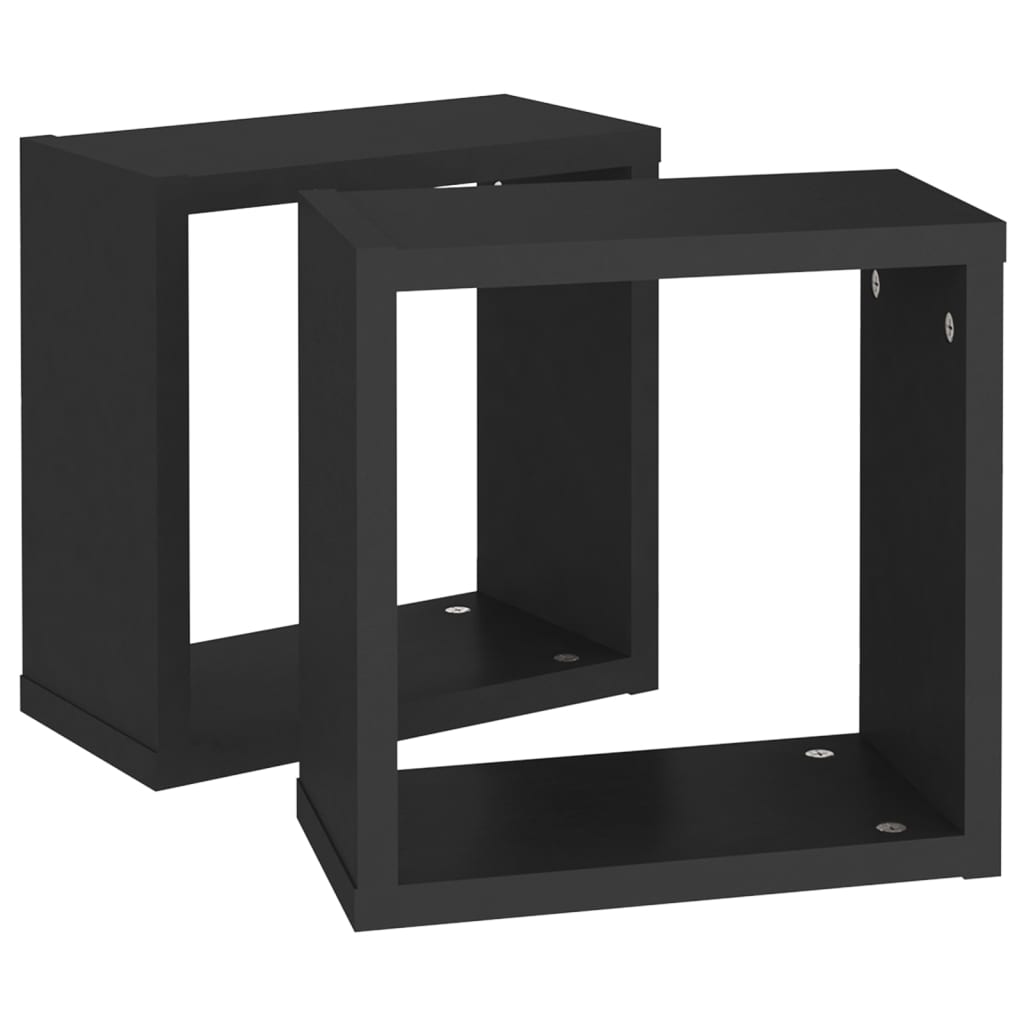 vidaXL Rafturi de perete cub, 2 buc., negru, 30x15x30 cm vidaXL Rafturi de perete cub, 2 buc., negru, 30x15x30 cm