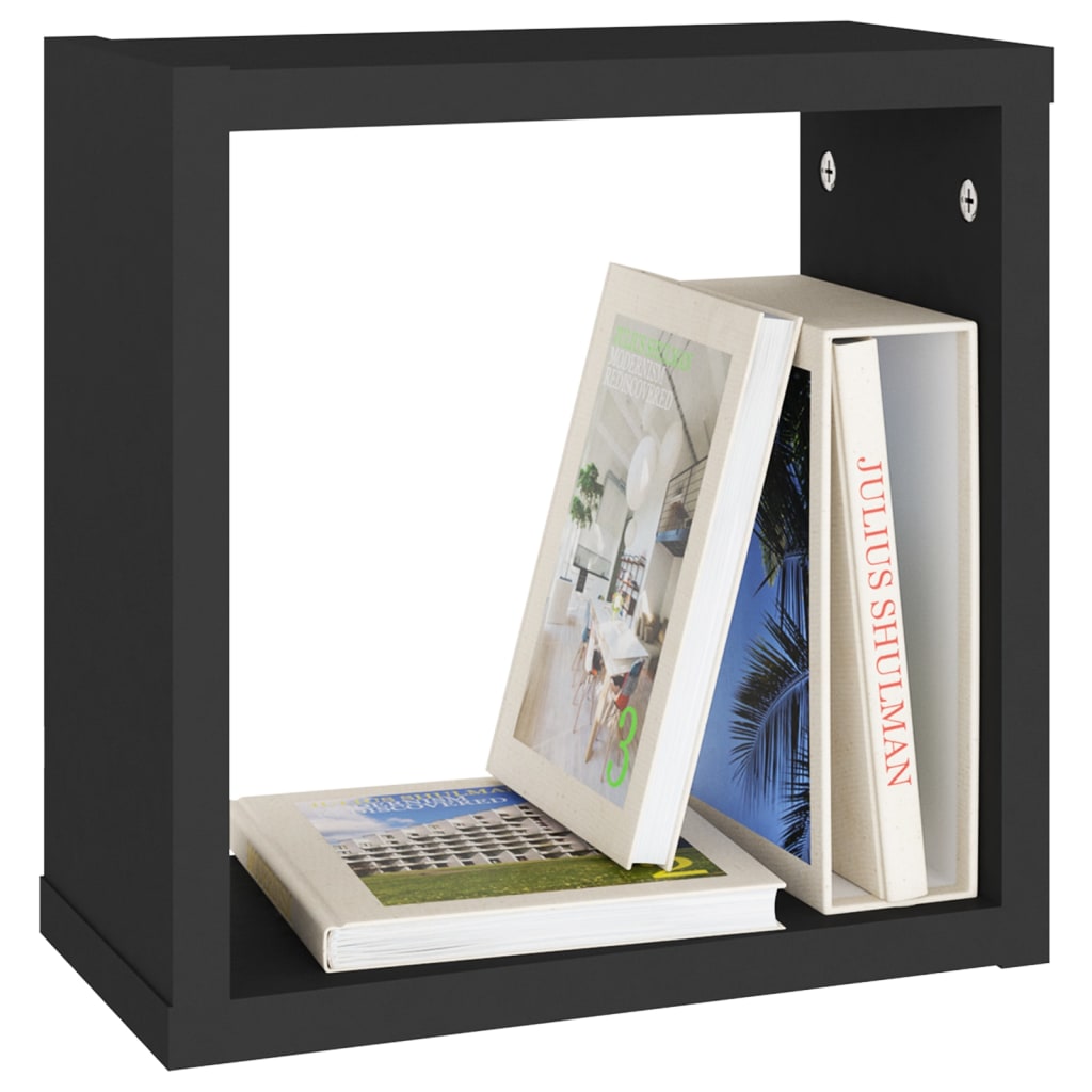 vidaXL Rafturi de perete cub, 6 buc., negru, 30x15x30 cm vidaXL Rafturi de perete cub, 6 buc., negru, 30x15x30 cm