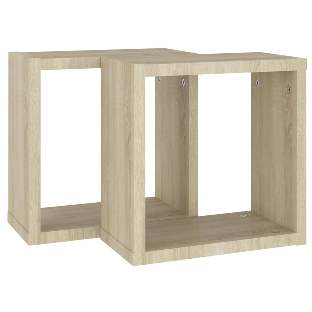 vidaXL Rafturi de perete cub, 2 buc., stejar sonoma, 30x15x30 cm vidaXL Rafturi de perete cub, 2 buc., stejar sonoma, 30x15x30 cm